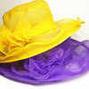 2021 Women elegant Sun Hats Wide Brim Sun Church Dress Wedding Derby Party Beach Floral multi-layered Organza Hat