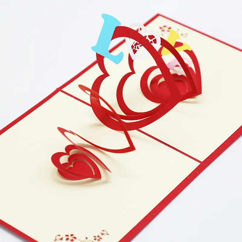 3D Pop Up Love Card with Envelope Valentines Day Birthday Anniversary Greeting Cards for Couples Wife Husband Handmade Gifts