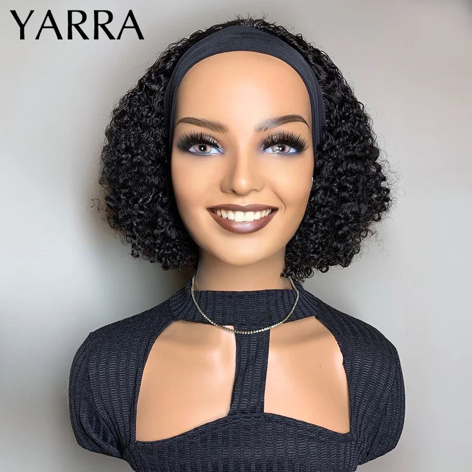 Brazilian Kinky Curly Headband Wig Human Hair 8-30 Inch Remy Kinky Curly Human Hair Wigs For Women 180% Density Full Machine Wig