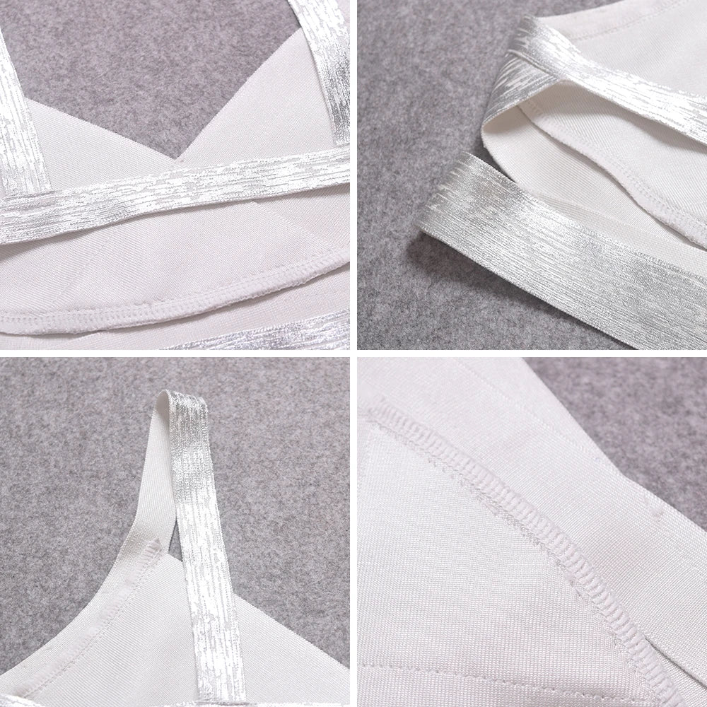 BEAUKEY Sexy Short Metalic HL Bandage Crop Top Women Vest Gold Silver  XL Camis Bodycon Club Party Tank Top  Wholesale