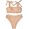 ZTVitality Blue Plaid Bikinis Push Up Bikini 2020 Newest Padded Bandage Swimsuit High Waist Cross Hollow Out Sexy Swimwear Women
