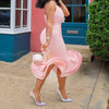 African Dresses for Women 2021 Summer African Women Pink Sleeveless V-neck Polyester Dress African Clothing