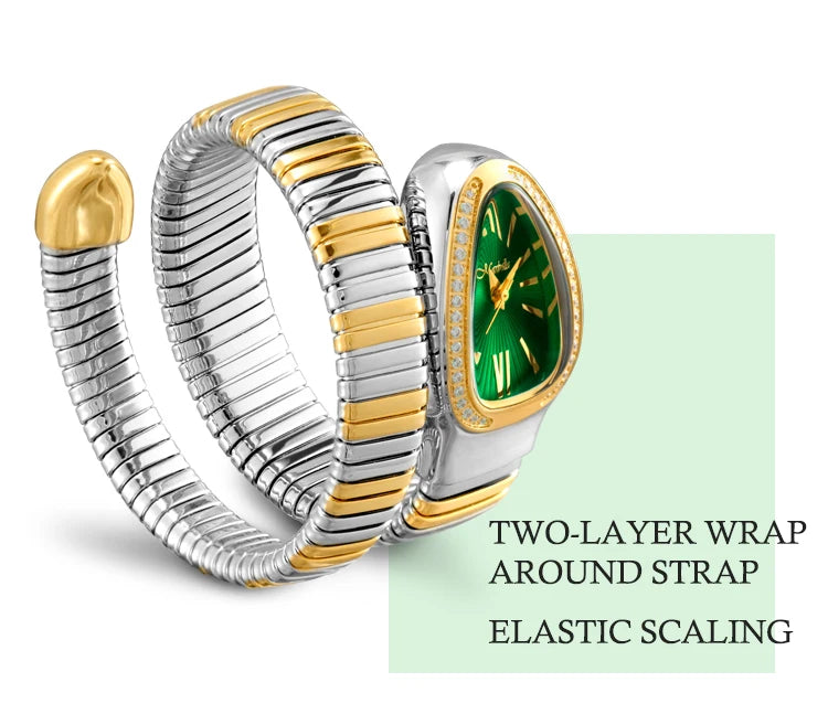 Classic Snake Shape Watch For Women Gold Silver Scaleable Bracelet Womens Watches Bling Diamonds Quartz Ladies Wristwatch