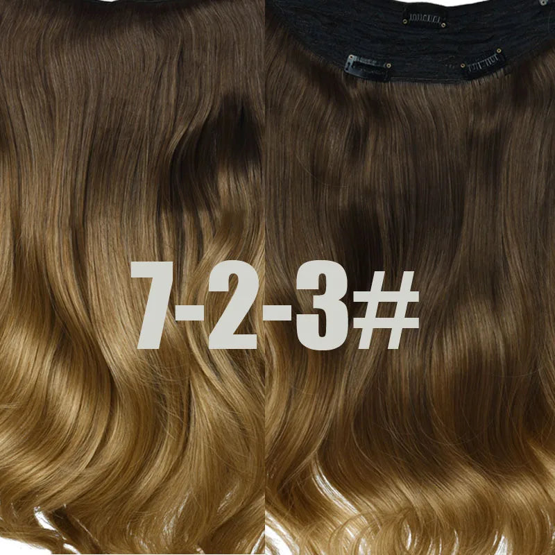 DinDong Clips In Hair Extensions 32Inch Synthetic Wavy 210G Premium Heat Resistant Hair 613# Blonde Brown 19 Colors Available