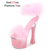 2021 New 4 Color Feather Thick High Heels Platform Sandals Women 14cm 17cm Heels Shoes Female Summer Hair Wedding Pumps Shoes