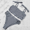 ZTVitality Blue Plaid Bikinis Push Up Bikini 2020 Newest Padded Bandage Swimsuit High Waist Cross Hollow Out Sexy Swimwear Women