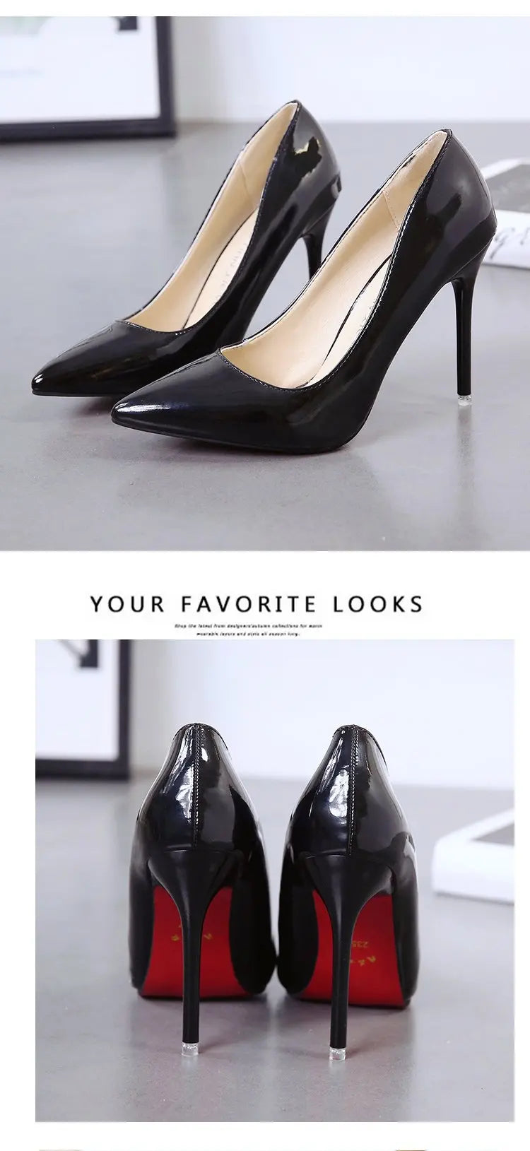 HOT Plus Size 34-44 HOT Women Shoes Pointed Toe Pumps Patent Leather Dress High Heels Boat Shoes Wedding Shoes Zapatos Mujerd76