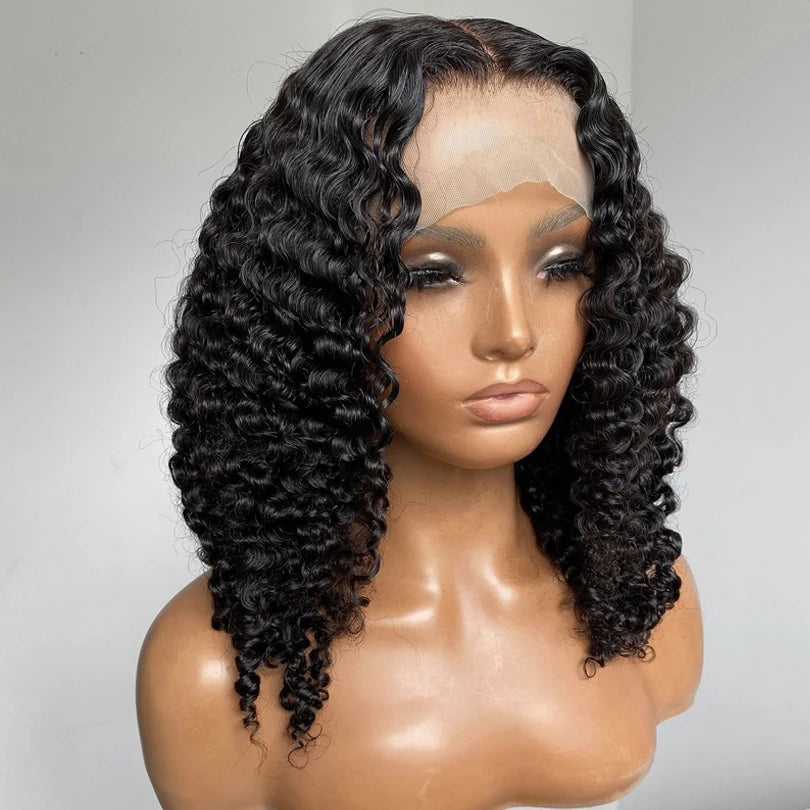 16inch 180% Density Kinky Curly Silk Base Full Lace Wig Peruvian Curly Silk Top Full Lace Human Hair Wigs For Women