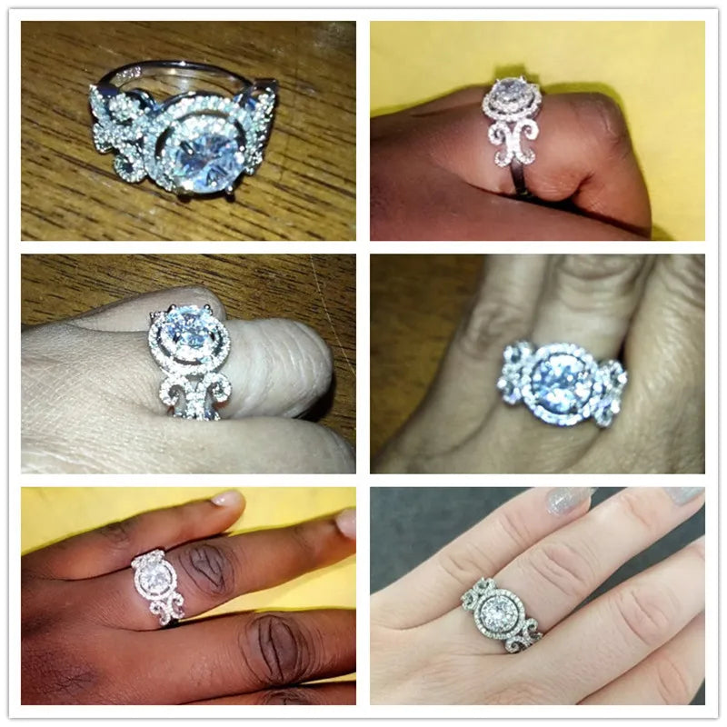 Huitan Aesthetic Design Women's Wedding Rings with Brilliant Cubic Zirconia Stone Graceful Proposal Engage Rings Fashion Jewelry