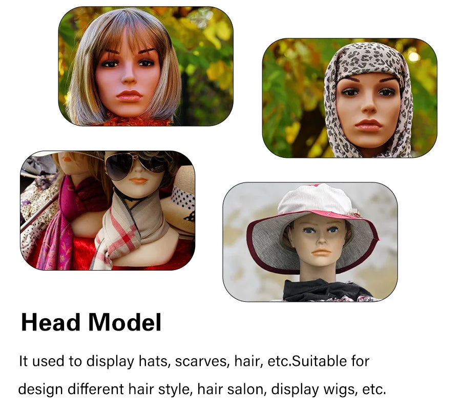 Female Mannequin Head With Shoulder Manikin Head Bust Wig Head Stand With Makeup For Wigs Display Necklace Free Earrings,Wig Cap