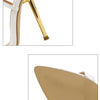 Women's Sandals High Heels 12CM New Chain Ankle Strap Gold White Pointed Toe Female Party Shoes Sandalias de mujer Size 35-42