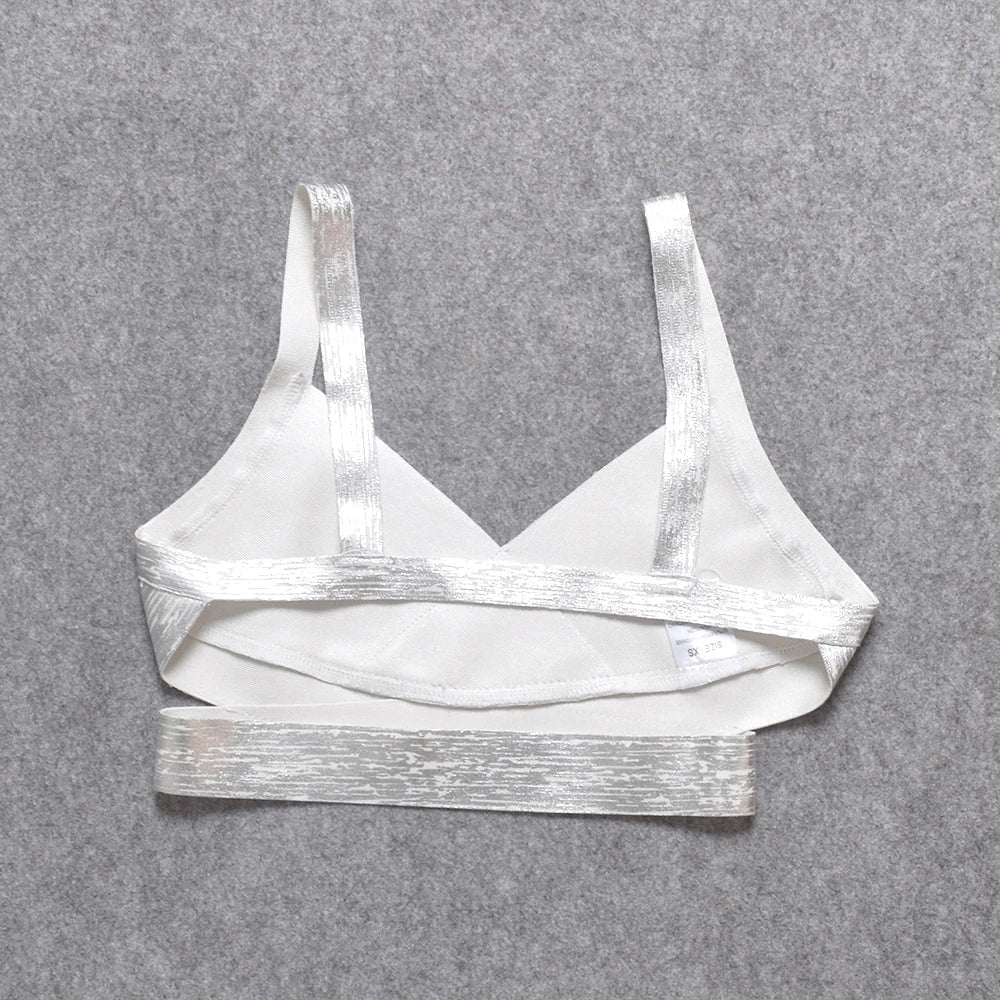 BEAUKEY Sexy Short Metalic HL Bandage Crop Top Women Vest Gold Silver  XL Camis Bodycon Club Party Tank Top  Wholesale