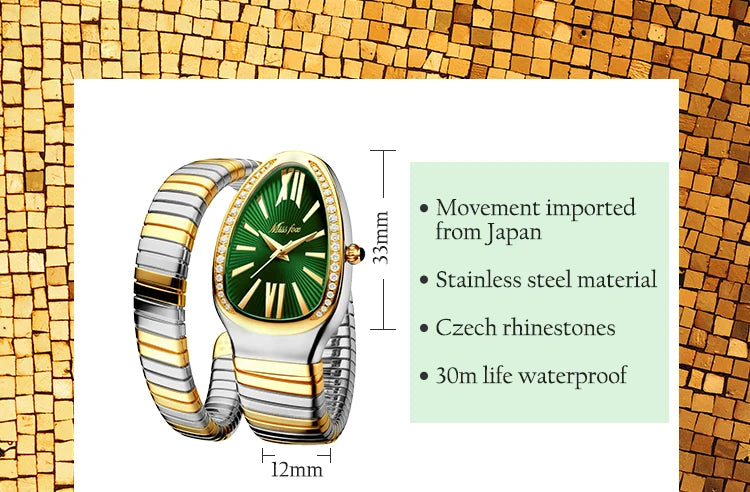 Classic Snake Shape Watch For Women Gold Silver Scaleable Bracelet Womens Watches Bling Diamonds Quartz Ladies Wristwatch