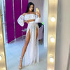 Women Beach 2pcs Bikini Cover-Ups Swimsuit Off Shoulder Top+ High Waist Dresss Sexy Ladies Swimming Cover Up Bathing Suit