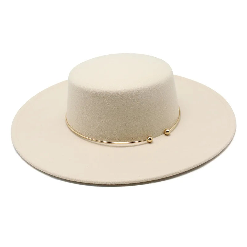 French Style 10CM Wide Brim Derby Top Hat Socialite Wind Hepburn Wind Wool Felt Fedoras Hat Elegant Wedding Dress Hat
