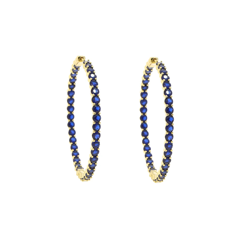 Iced Out Big Hoops Bling 5A Round Cubic Zirconia 55mm Huggie Earring For Women White Pink Colorful CZ Pinky Hoops Jewelry