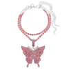 Iced Out Crystal Rhinestones Butterfly Pendants Anklet Chain For Women Multi-layer Big Rhinestones Tennis Chain Ankle Jewelry