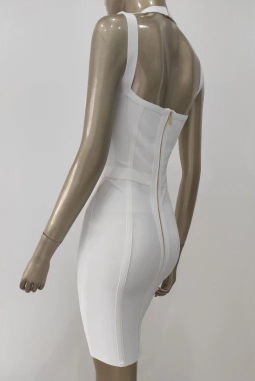 New Arrival Summer Style Sexy Cut Out Button Stretchy Elastic Bandage Dress 2022 Celebrity Designer Evening Party Dress Vestidos