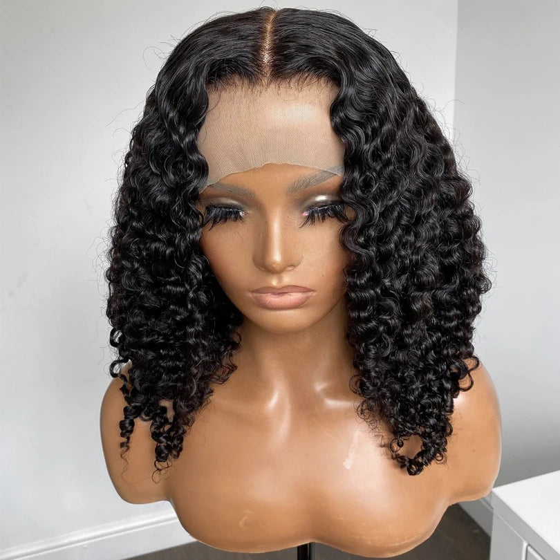 16inch 180% Density Kinky Curly Silk Base Full Lace Wig Peruvian Curly Silk Top Full Lace Human Hair Wigs For Women