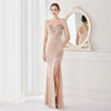 19103# Elegant Annual Sexy Long Korean Velvet Ten Positioning Floral Beads Halter Banquet Evening Dress Fashion