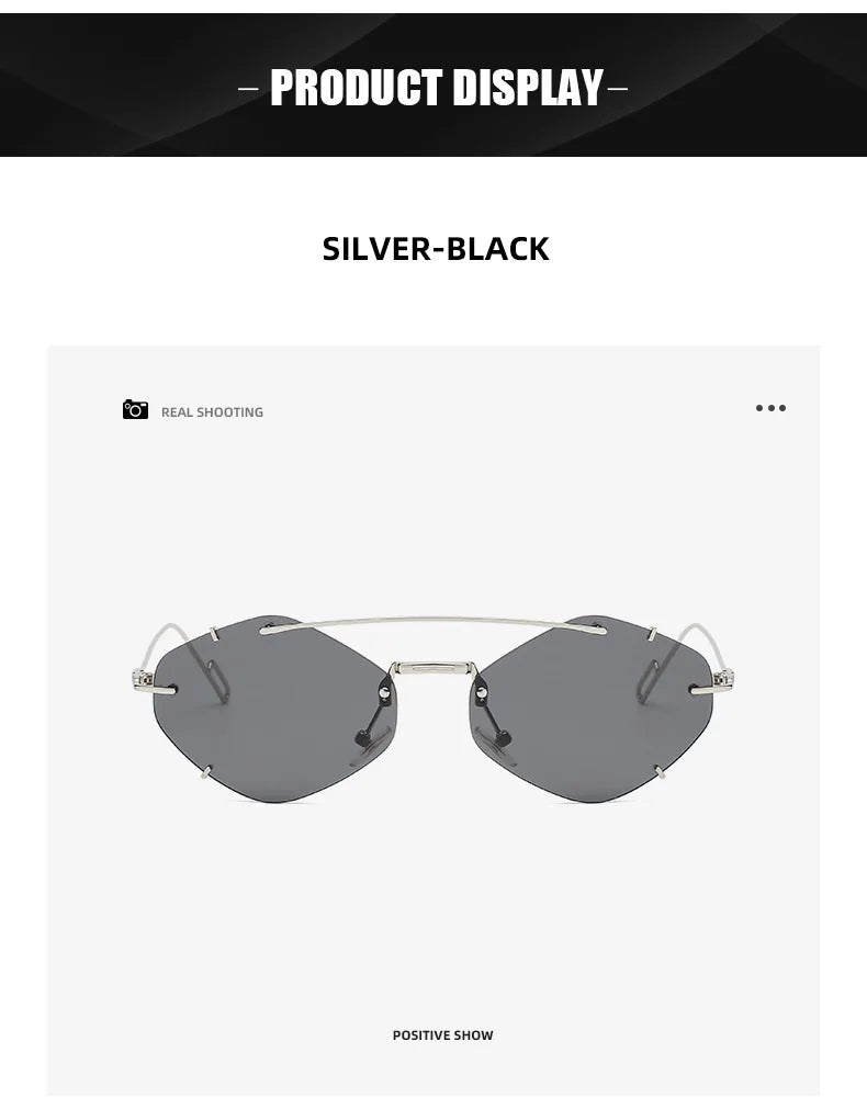 Rimless Diamond Sunglasses Square Women Men Retro Sun Glasses Brand Designer Eyewear UV400 Shades Oculos Female Gafas