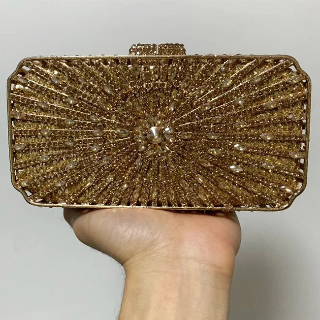 In Stock Lady Diamond Dinner Rhinestone Stone Crystal Women Party Hard Purse Bride Evening Bridal Wedding Hardside Clutch Bag