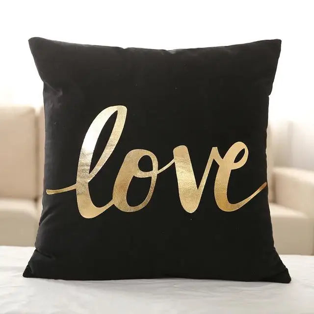 Golden Pineapple & Love  Cushion Decorative Pillows Brozing Gold Pillowcase Home Decor Sofa Throw  Pillows 45*45cm Almofada Luxo
