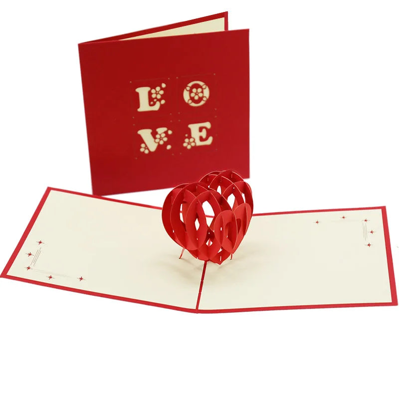 3D Pop Up Love Card with Envelope Valentines Day Birthday Anniversary Greeting Cards for Couples Wife Husband Handmade Gifts
