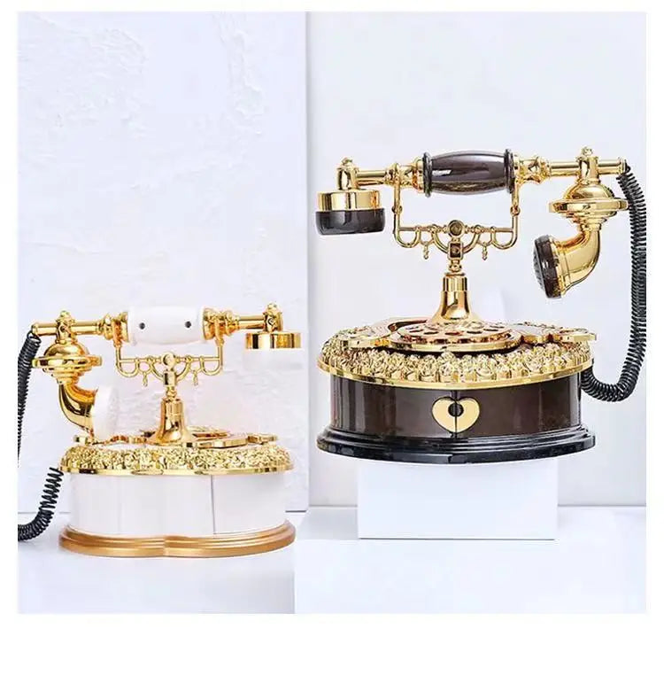 Light Luxury Classic Style Dial Old-fashioned Telephone Music Box Home Desk Porch Home Decoration Living Room Decoration