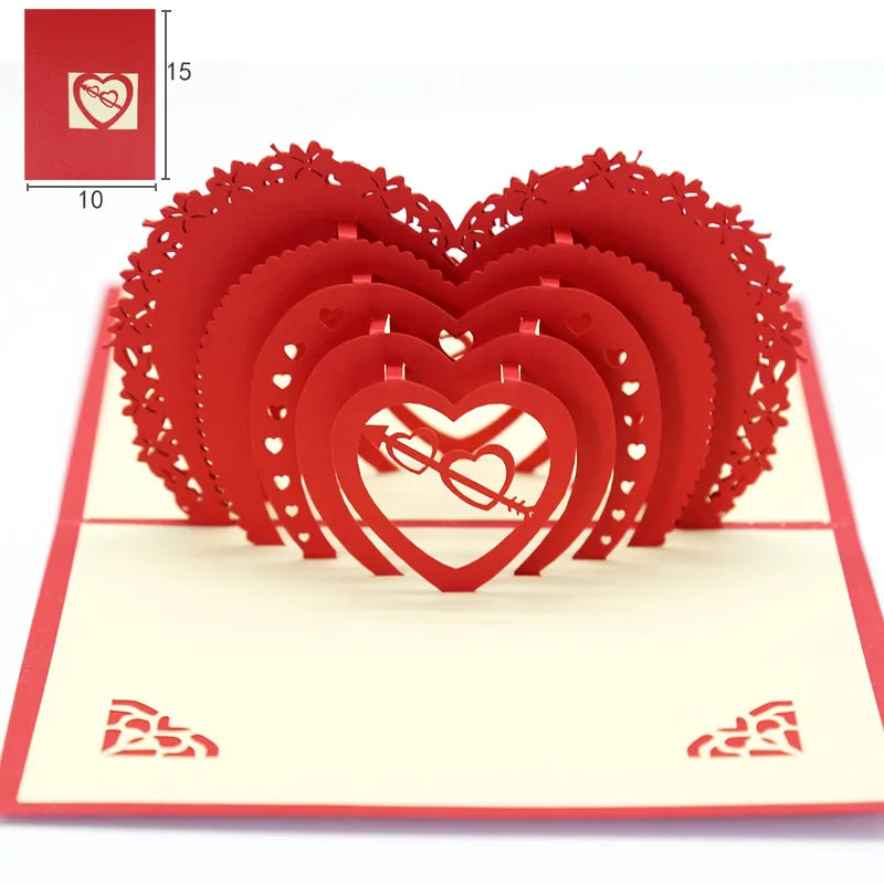 3D Pop Up Love Card with Envelope Valentines Day Birthday Anniversary Greeting Cards for Couples Wife Husband Handmade Gifts