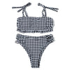 ZTVitality Blue Plaid Bikinis Push Up Bikini 2020 Newest Padded Bandage Swimsuit High Waist Cross Hollow Out Sexy Swimwear Women