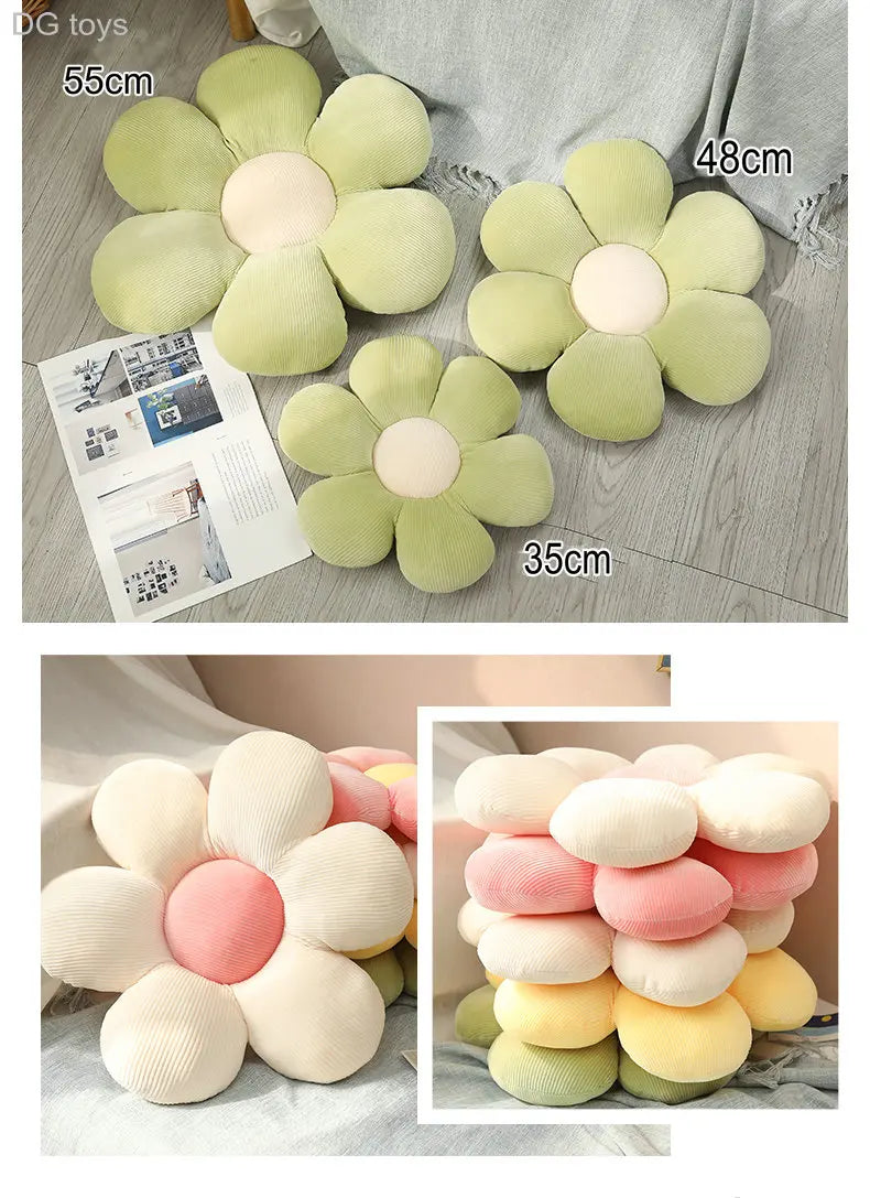Stuffed Six Petal Flower Cushion Girly Room Decor Sunflower Pillow Bay Window Pink Flower Setting for Kids Bedroom Seat Pillow