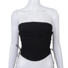 Women's Off Shoulder Strapless Lace Up Bustier Corset, Crop Tops, Black Sleeveless Vest, Cropped Feminino