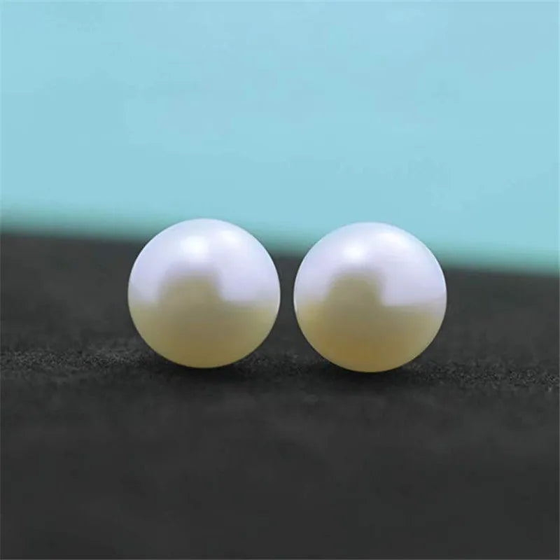 Natural Freshwater Pearl Stud Earrings Real 925 Sterling Sliver Earring Cultured White Pearl for Women Earring Jewelry Wholesale