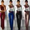 Womens Solid Color High Waist Flare Pants Ladies Trousers Bell Bottom Long Pants Black/White/Blue/Khaki/Burgundy