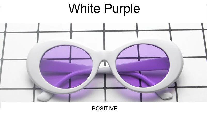 Kurt Cobain Retro Oval Sunglasses Man Vintage Fashion Brand Sun Glasses Classic White Black Lentes De Sol Mujer