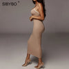 SIBYBO Ribbed Spaghetti Strap Cotton Dress Women Sleeveless O-Neck Summer Dress Solid Backless Long Party Dress