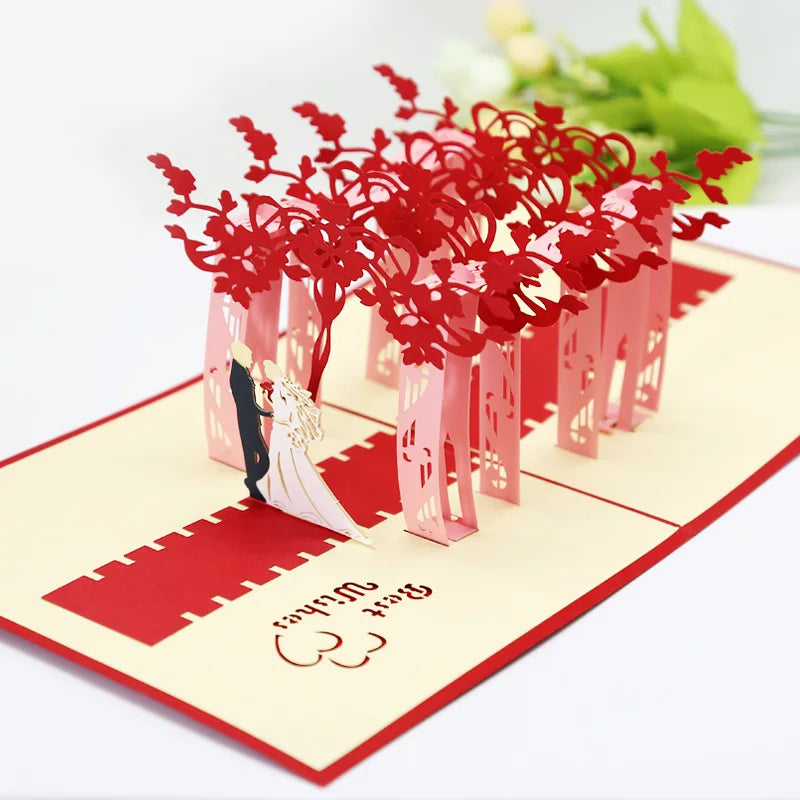 3D Pop Up Love Card with Envelope Valentines Day Birthday Anniversary Greeting Cards for Couples Wife Husband Handmade Gifts
