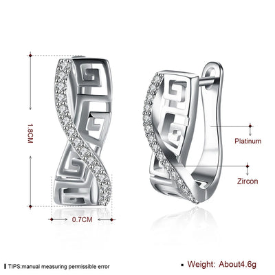 DOTEFFIL 925 Sterling Silver Classic AAA Zircon Earrings Fashion For Woman Wedding Engagement Party Gift Jewelry