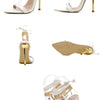 Women's Sandals High Heels 12CM New Chain Ankle Strap Gold White Pointed Toe Female Party Shoes Sandalias de mujer Size 35-42