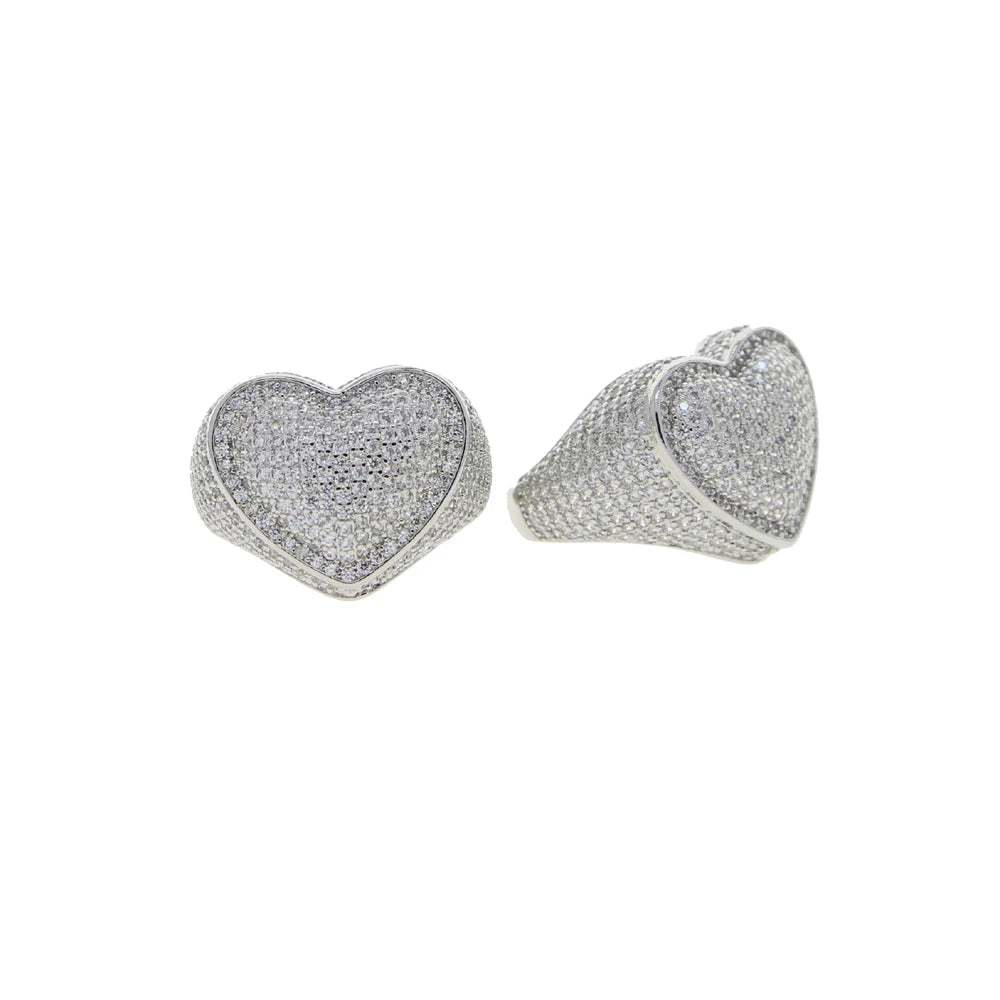 Full Micro Paved CZ Hollow Heart Ring High Quality Iced Out Bling Cubic Zirconia For Women Girlfriend Valentines Finger Jewelry