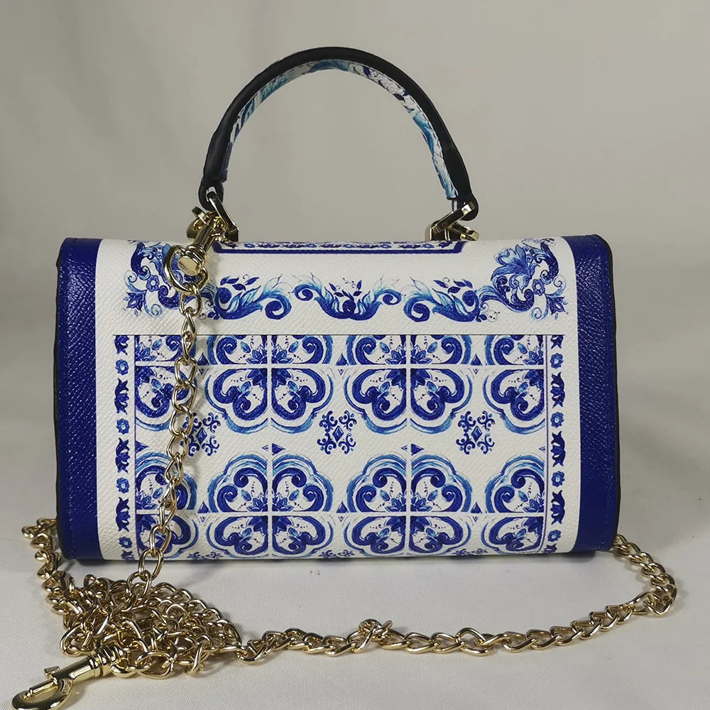 Vers handtas vierkante tas blauw blauw en wit porselein vierkante wilde tas vierkante handtas mini tas elegant FD99060124