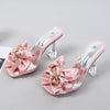 Transparent Slippers For Women 2025 Summer Fashion Pink Butterfly-knot Designer Sandals Clear Heels Size 46 Female Shoes