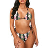 Customized Logo Plus Size Hawaiian Leaves Custom Pattern Bandage Swimsuit Set Two Piece Set Padded Halter Womens Swimwear Bikini