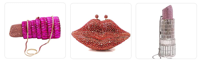 In Stock Lady Diamond Dinner Rhinestone Stone Crystal Women Party Hard Purse Bride Evening Bridal Wedding Hardside Clutch Bag