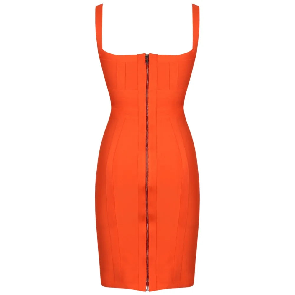bandage dress summer orange bodycon dresses for women 2022 sexy spaghetti royal blue club celebrity party dress birthday outfit