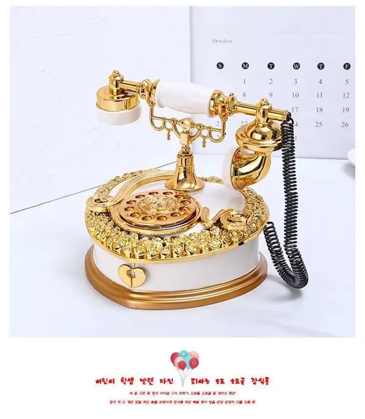 Light Luxury Classic Style Dial Old-fashioned Telephone Music Box Home Desk Porch Home Decoration Living Room Decoration