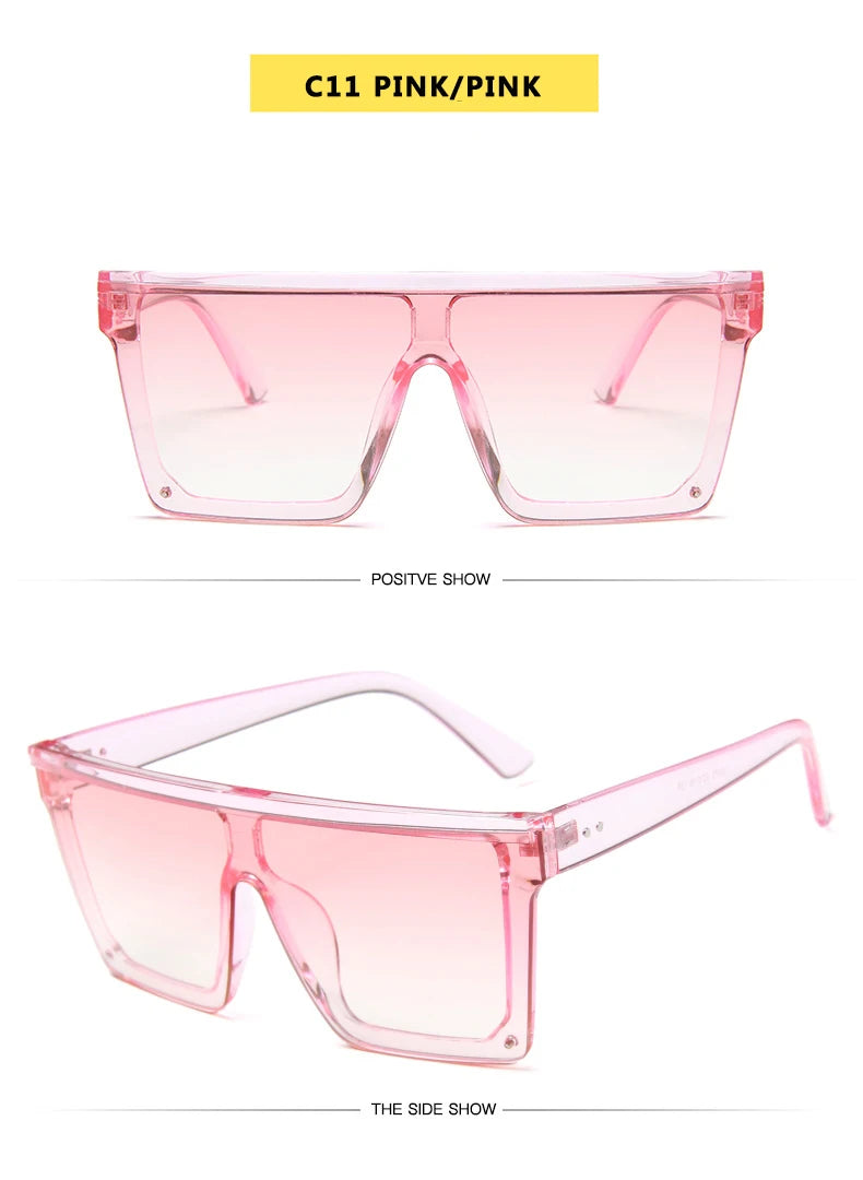 15 colors Flat Top Sunglasses Men Women Brand Designer Square Shades Gradient Sun Glasses Men Cool One Piece UV400 Mirror