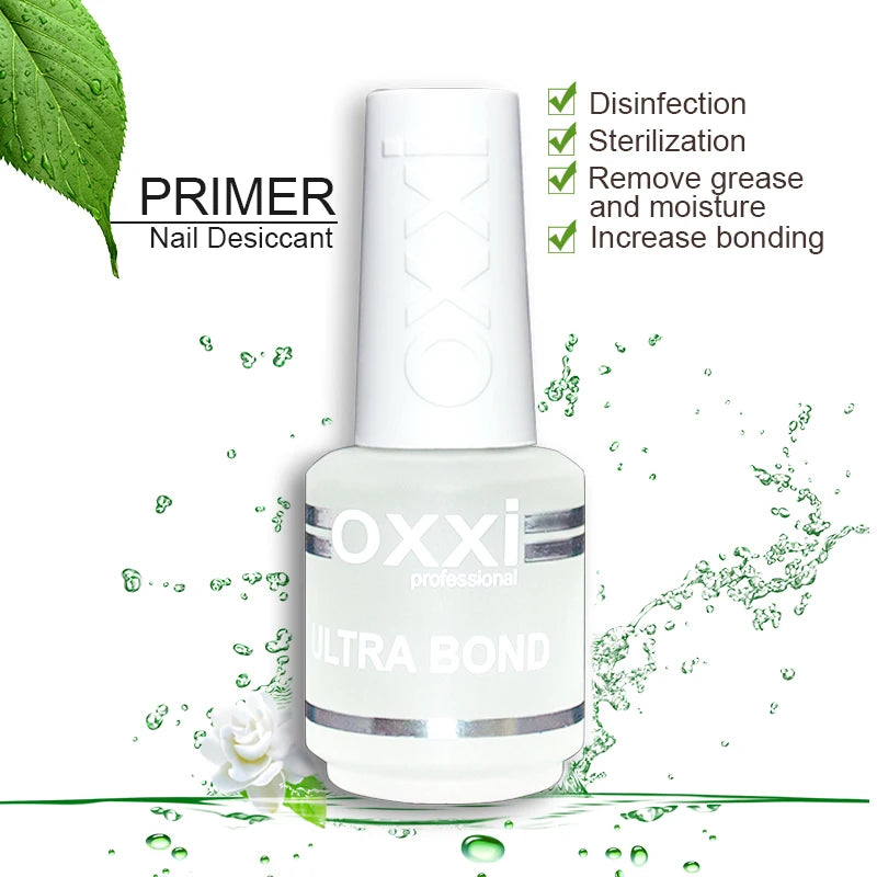 oxxi New 15ml Acid-free Primer For Nails Desiccant Hybrid Varnish Permanent Nail Polish Degreasing Base Coat Manicure Set of Gel