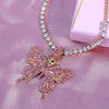 Iced Out Crystal Rhinestones Butterfly Pendants Anklet Chain For Women Multi-layer Big Rhinestones Tennis Chain Ankle Jewelry